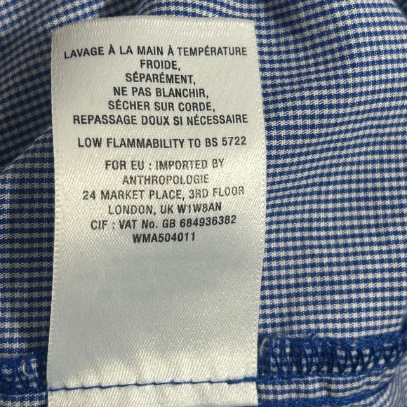 Maeve Anthropologie Ramona Asymmetrical Ruffle Blue Gingham Top Sz L No Belt - Picture 6 of 6